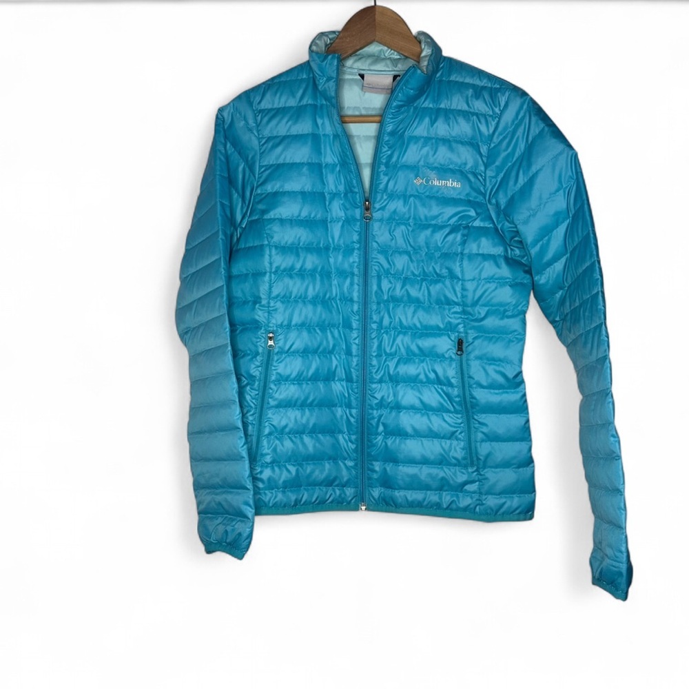 Columbia Teal Zip Up Puffer Jacket Small